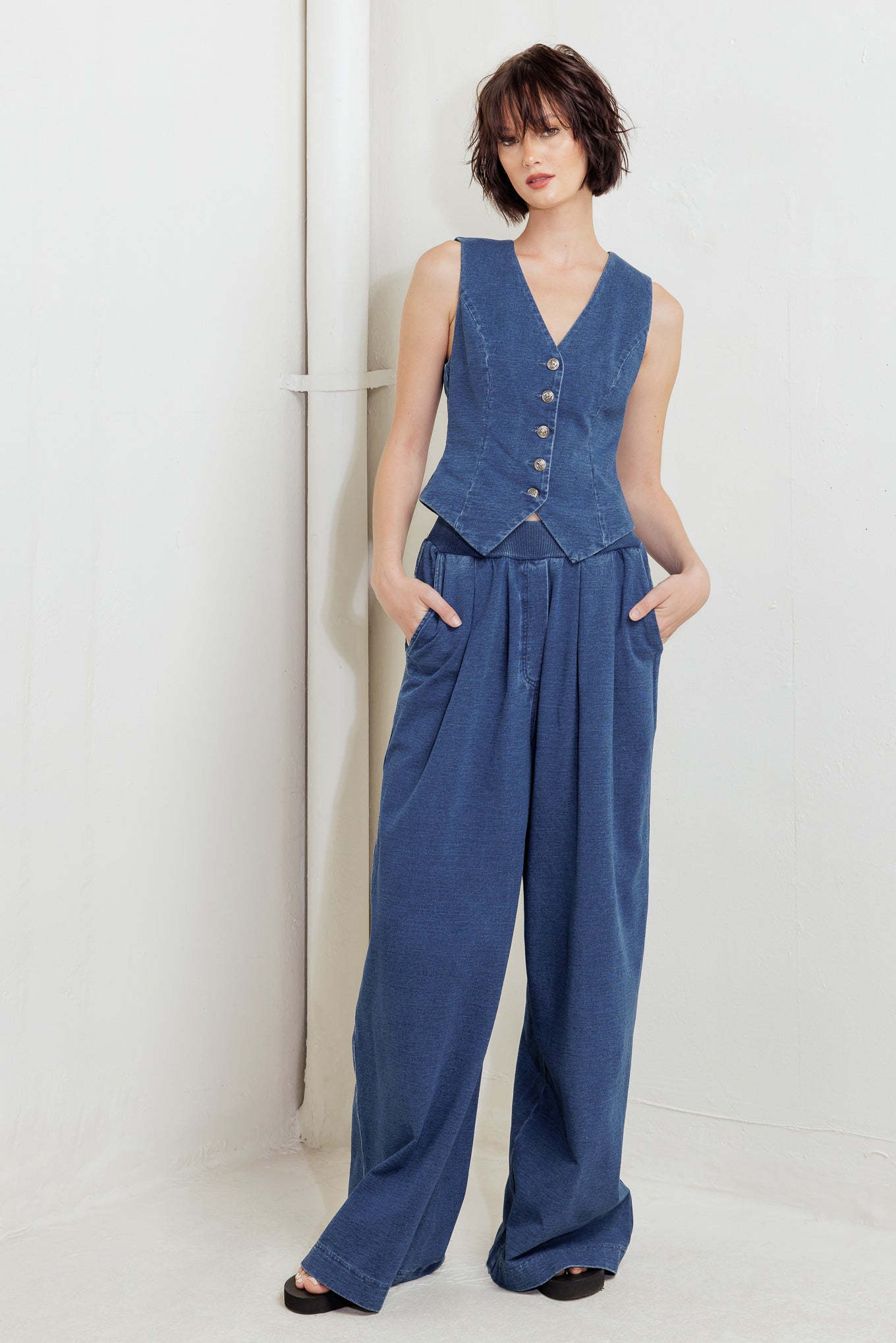 URBAN INDIGO FRENCH TERRY DENIM PANTS Flying Tomato