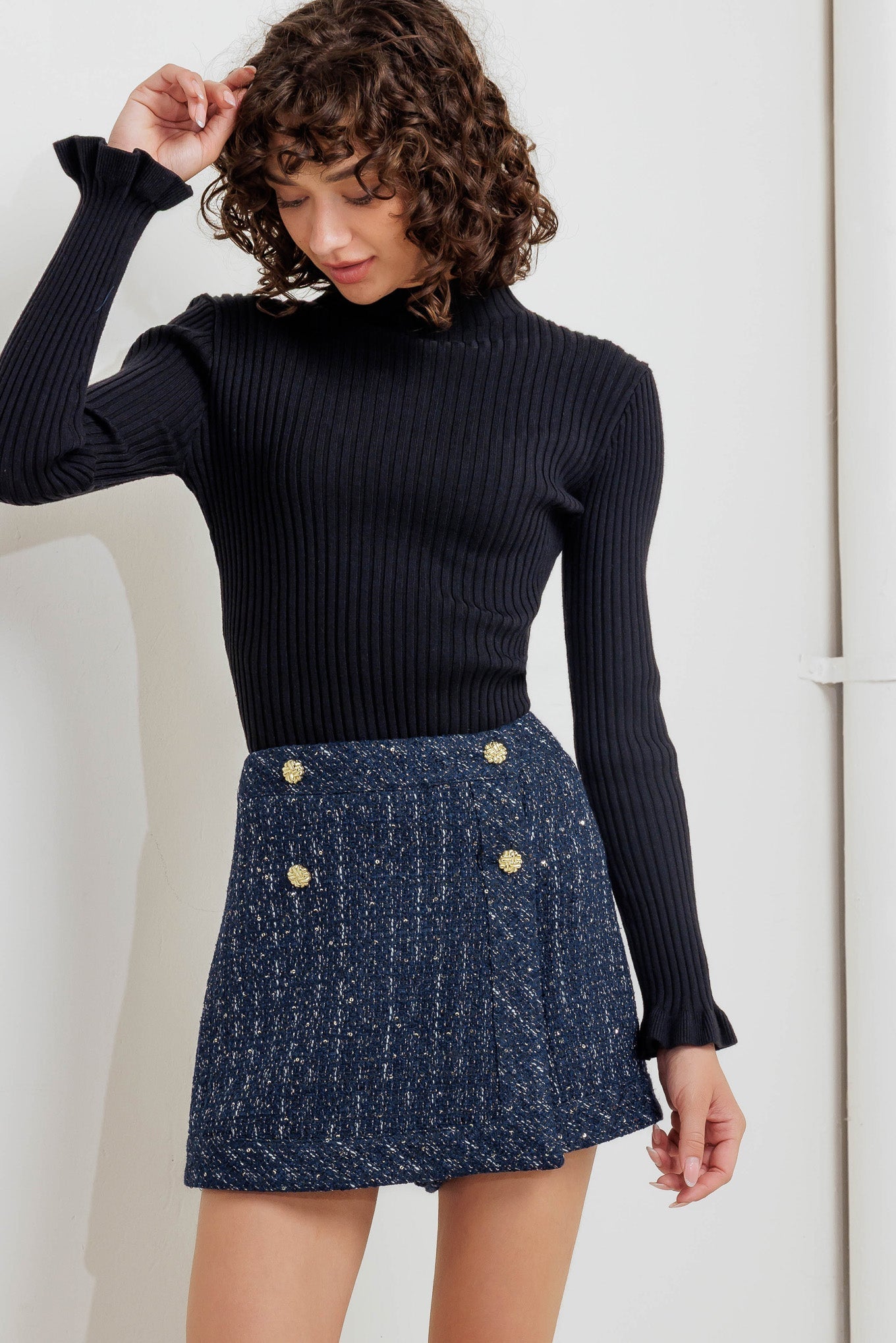 PARISIAN NAVY TWEED SKORT Flying Tomato