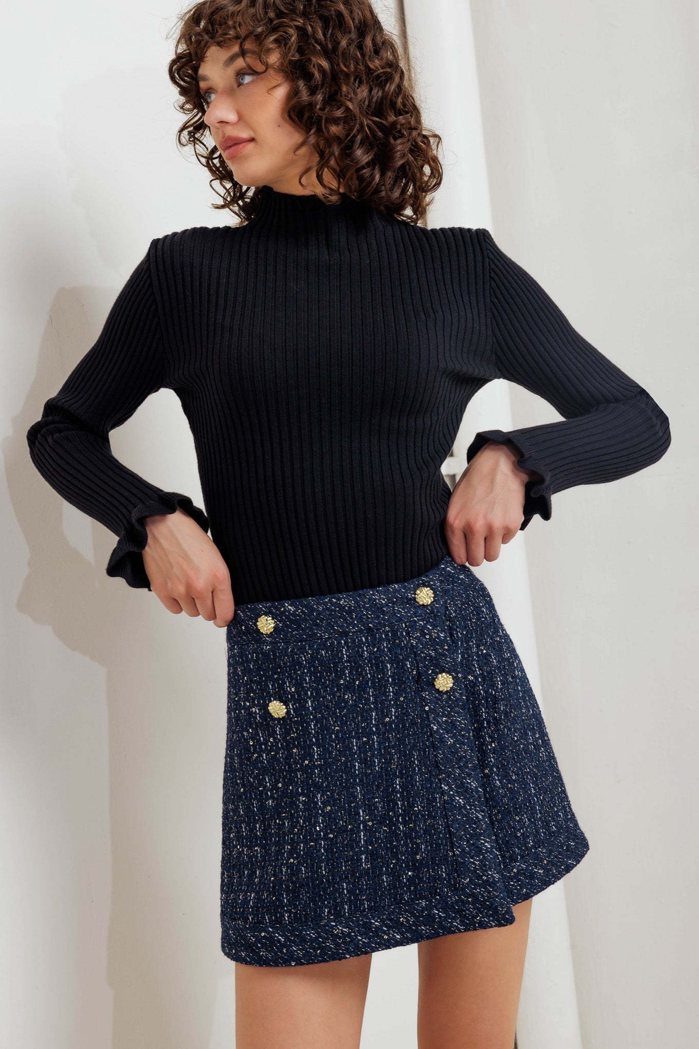 PARISIAN NAVY TWEED SKORT Flying Tomato