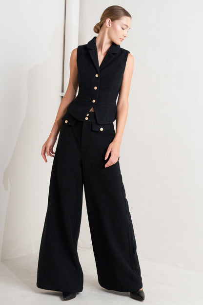 PRESTIGE VOLUME BLACK WOVEN PANTS