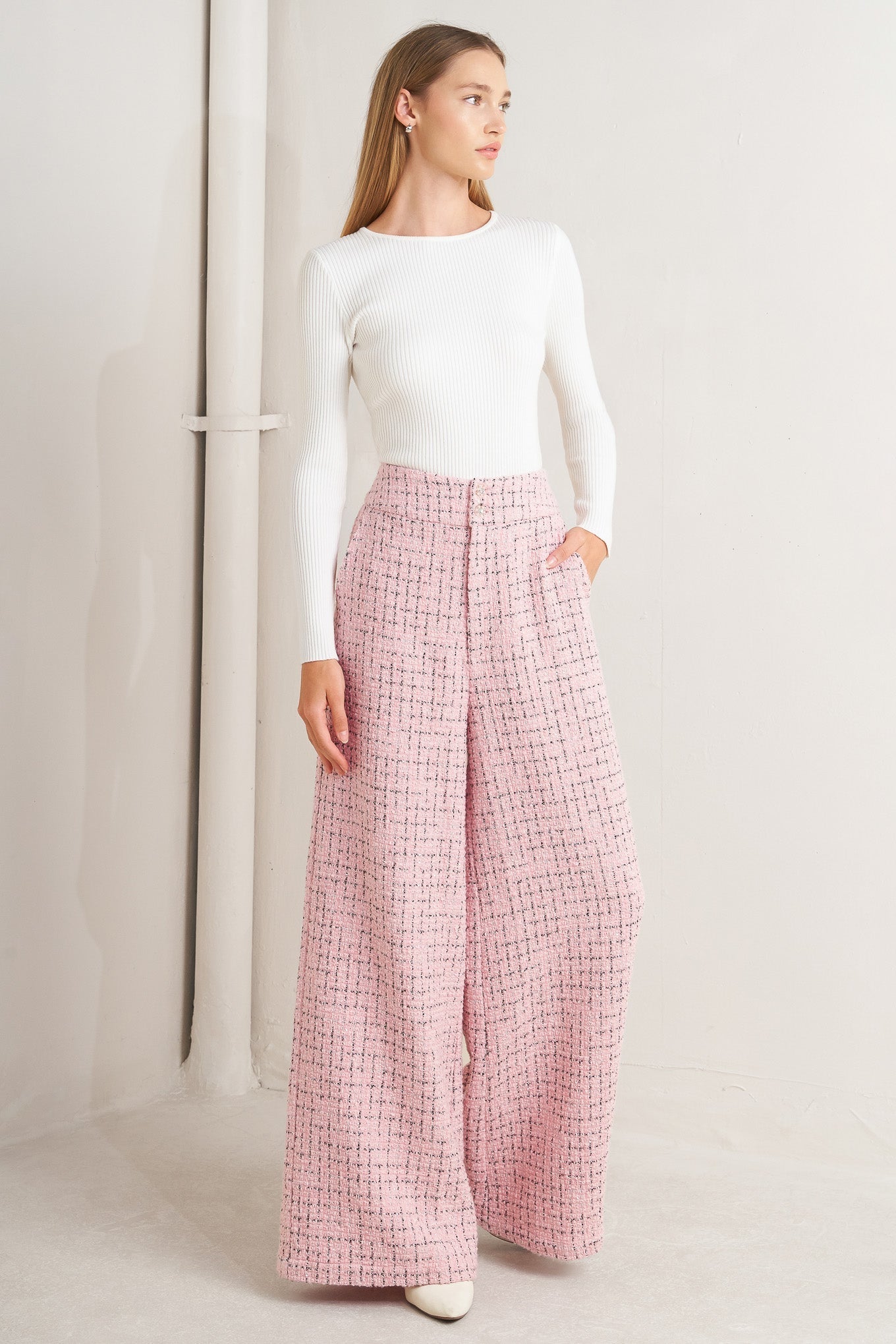 ROSÉ EDGE ENSEMBLE TWEED PANTS Flying Tomato