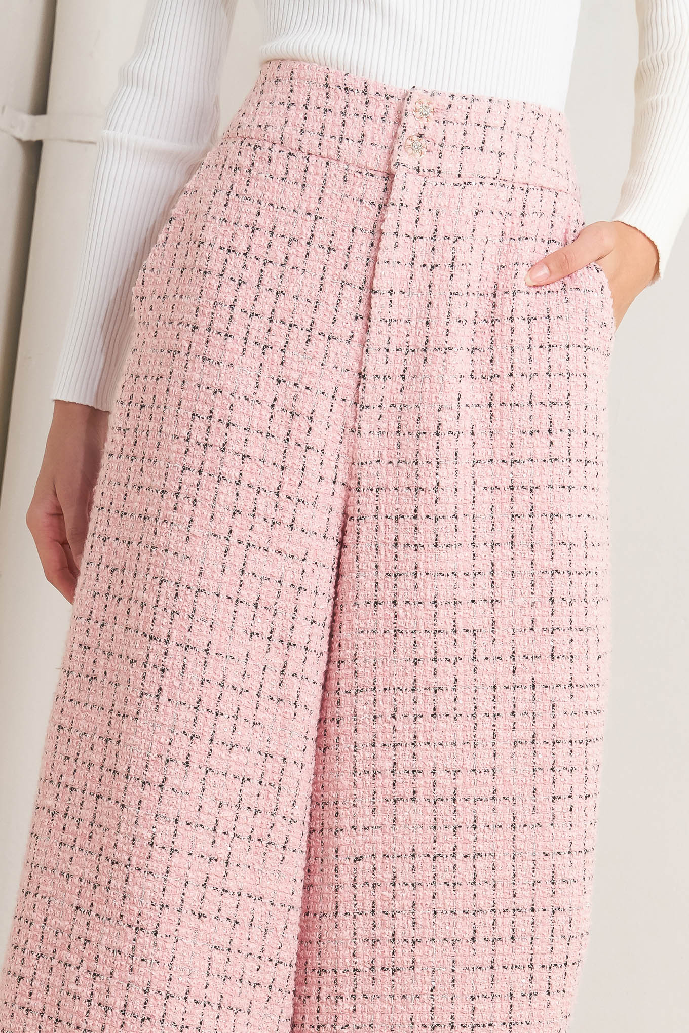 ROSÉ EDGE ENSEMBLE TWEED PANTS Flying Tomato