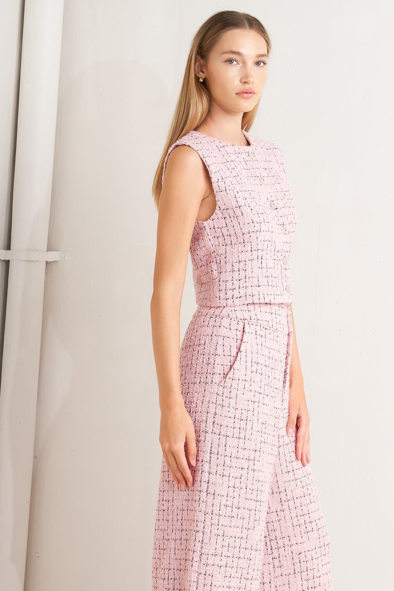 ROSÉ EDGE ENSEMBLE TWEED PANTS Flying Tomato