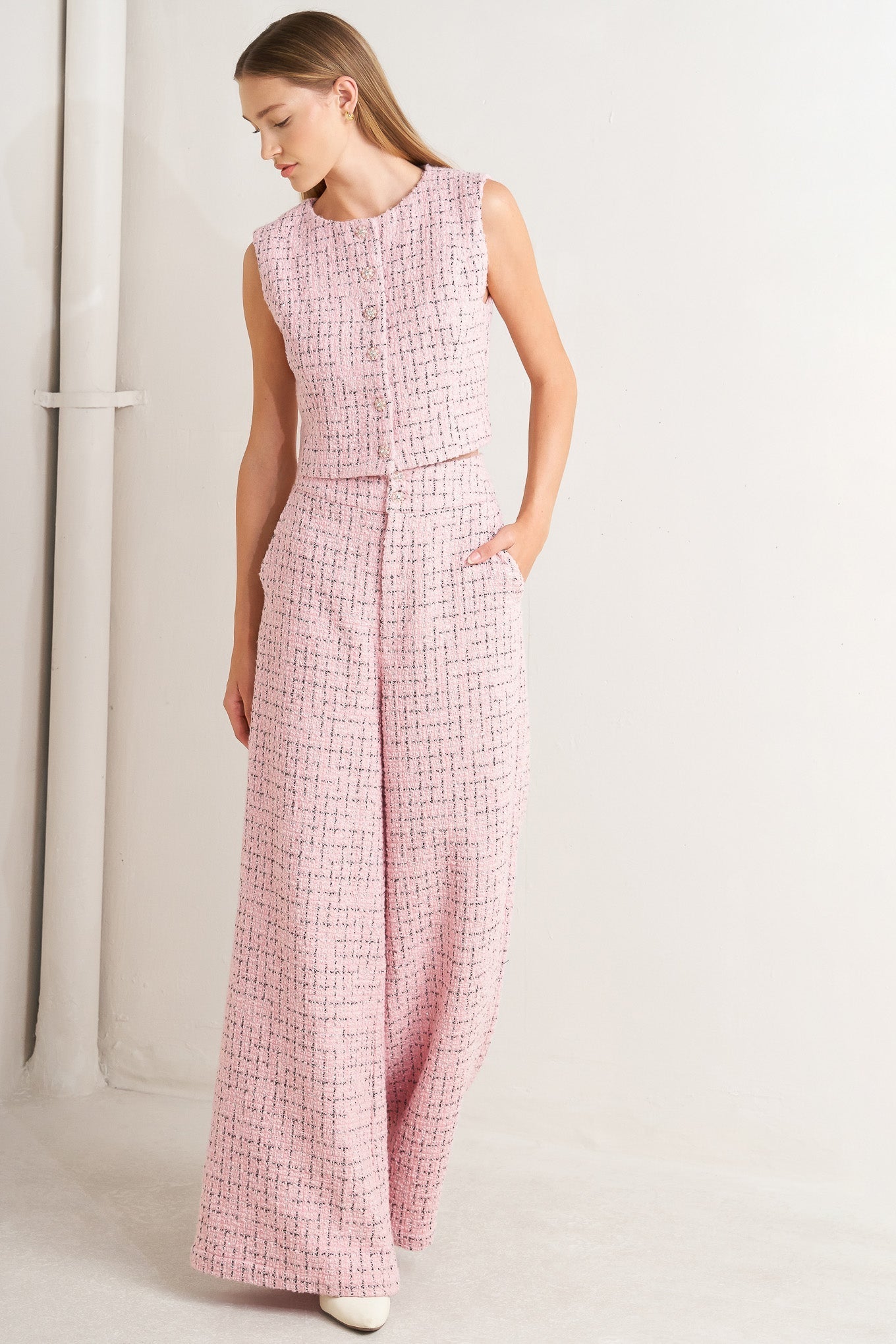 ROSÉ EDGE ENSEMBLE TWEED PANTS Flying Tomato