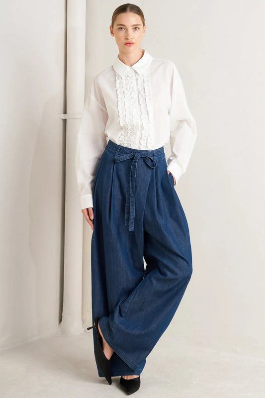 RELAXED TAILORED DENIM LOOSE FITTING PANTS Flying Tomato
