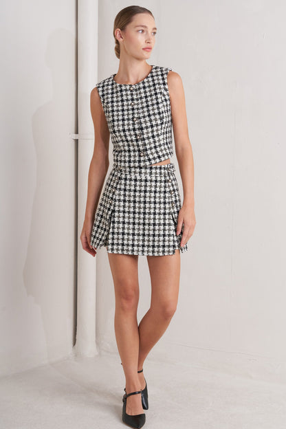 MONA CHECK TWEED SKORT