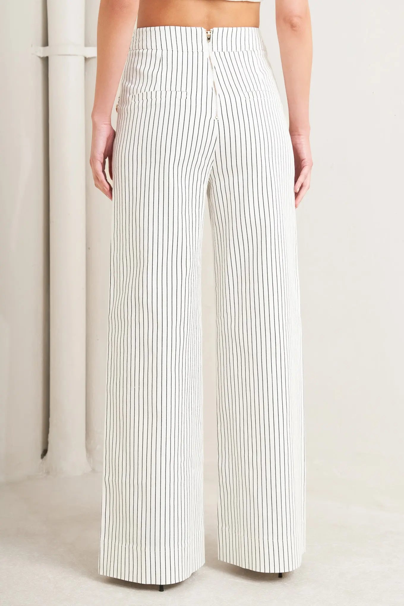Effortless Stripe Woven Pants With Side Button Details And Pockets Wide Leg Flying Tomato