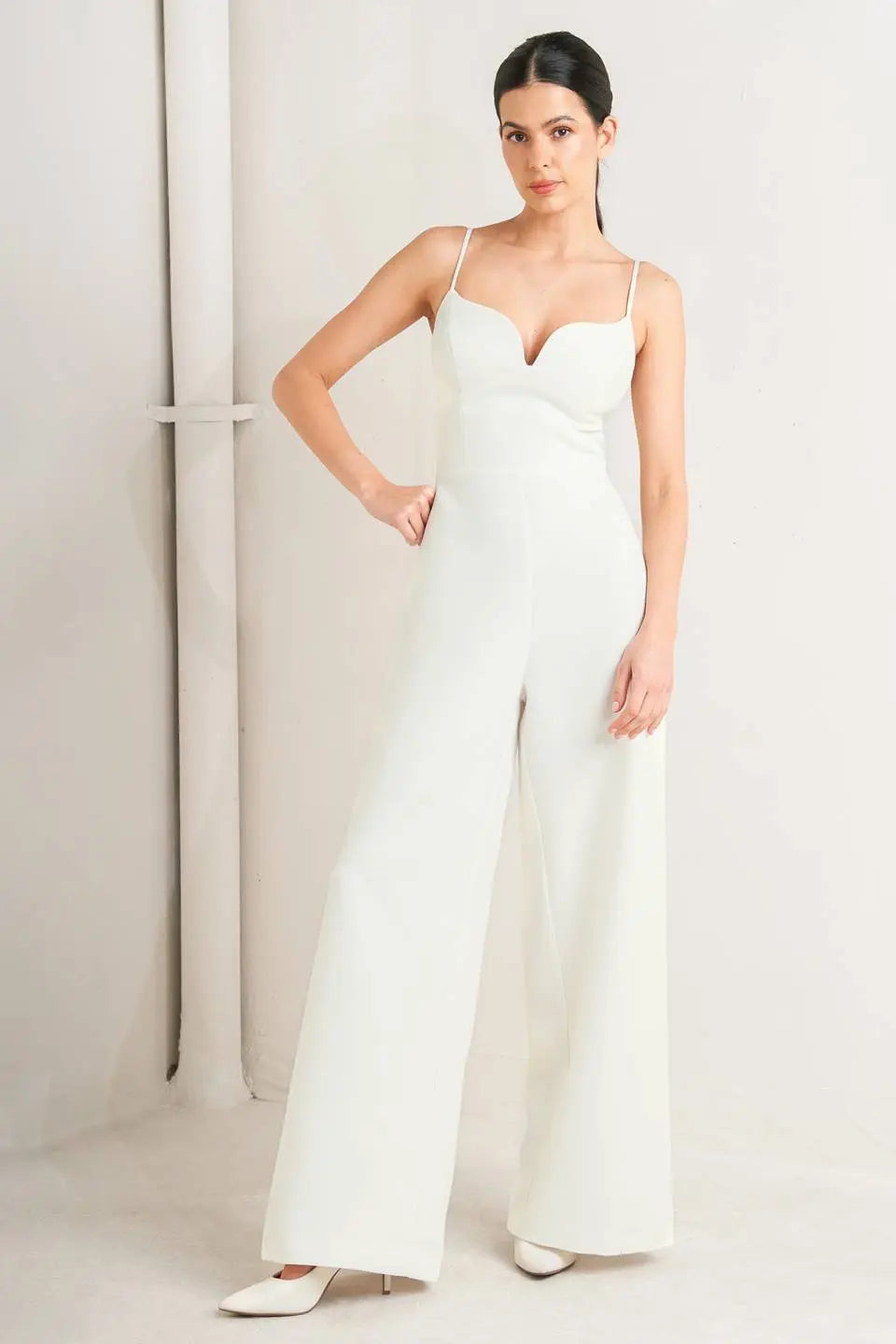 PRISTINE EDGE OFF WHITE WOVEN JUMPSUIT Flying Tomato