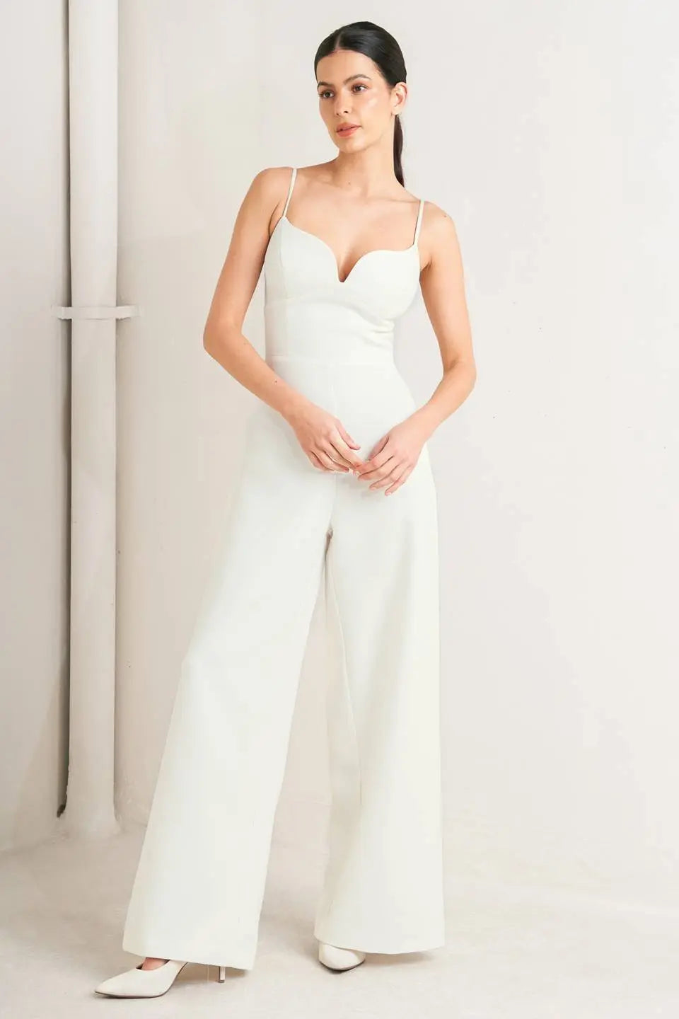 PRISTINE EDGE OFF WHITE WOVEN JUMPSUIT Flying Tomato