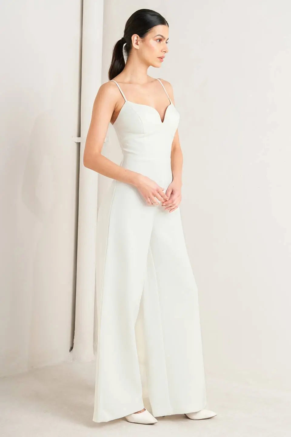 PRISTINE EDGE OFF WHITE WOVEN JUMPSUIT Flying Tomato