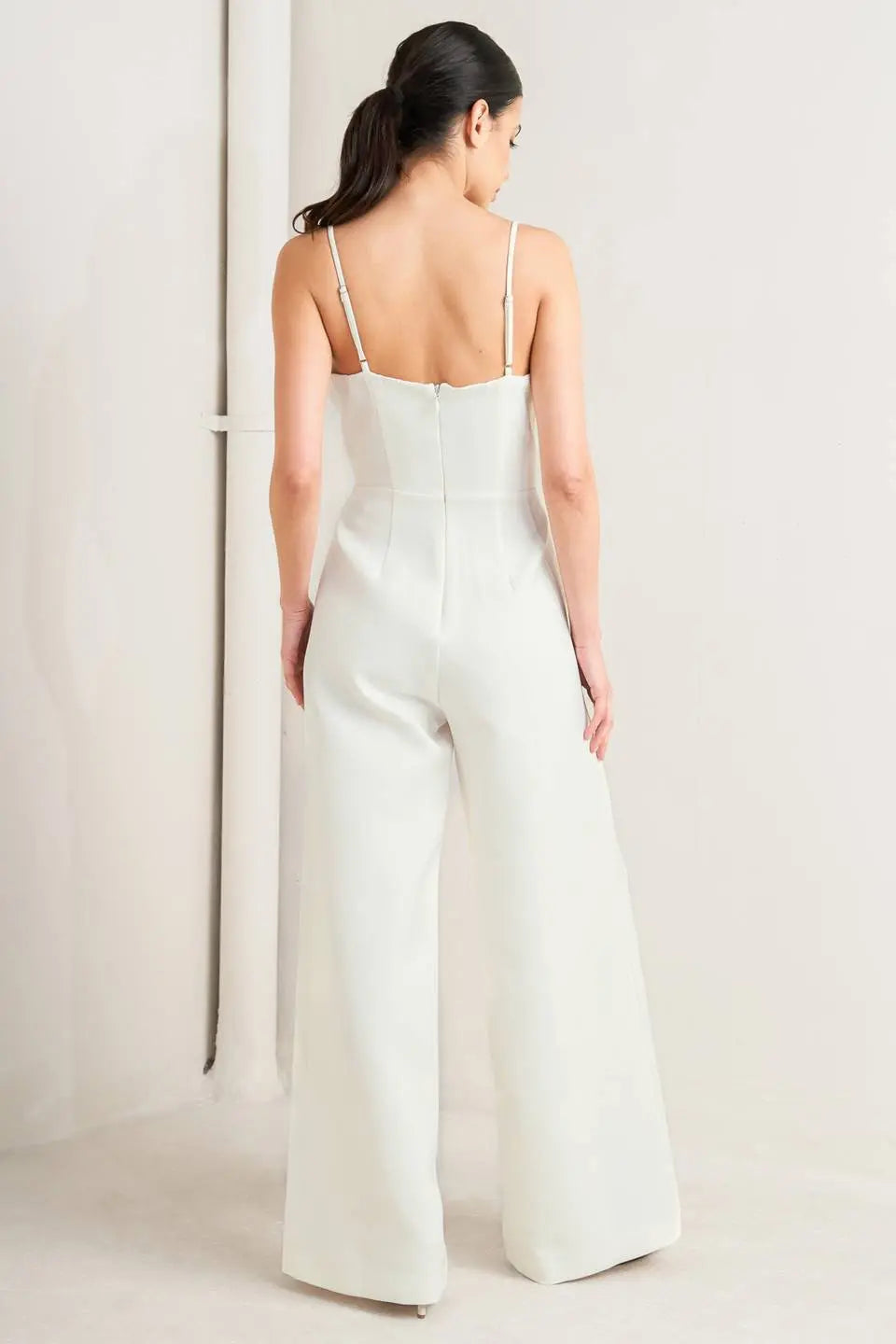 PRISTINE EDGE OFF WHITE WOVEN JUMPSUIT Flying Tomato
