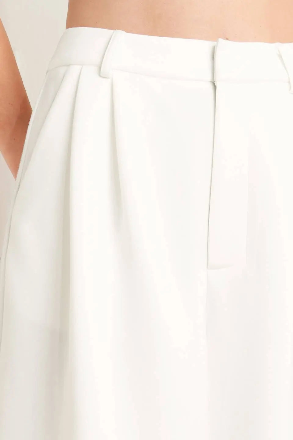 Pure Elegance Solid Woven Pants With Front Closure And Wide Leg Flying Tomato