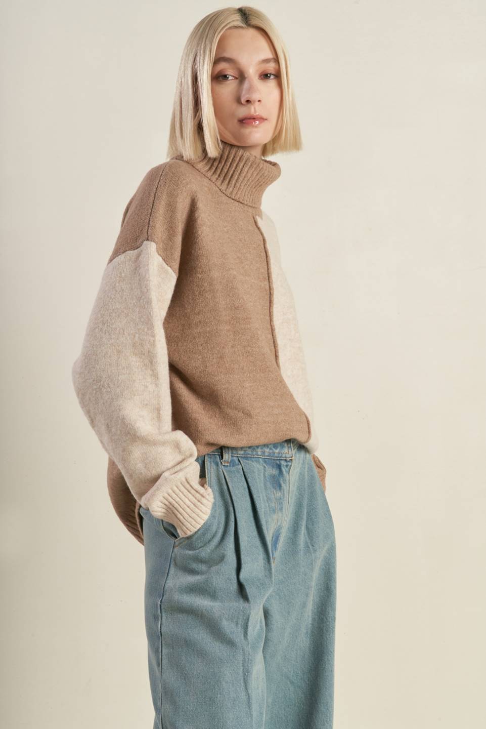MIXED EMOTIONS COLORBLOCKED SWEATER TOP Flying Tomato