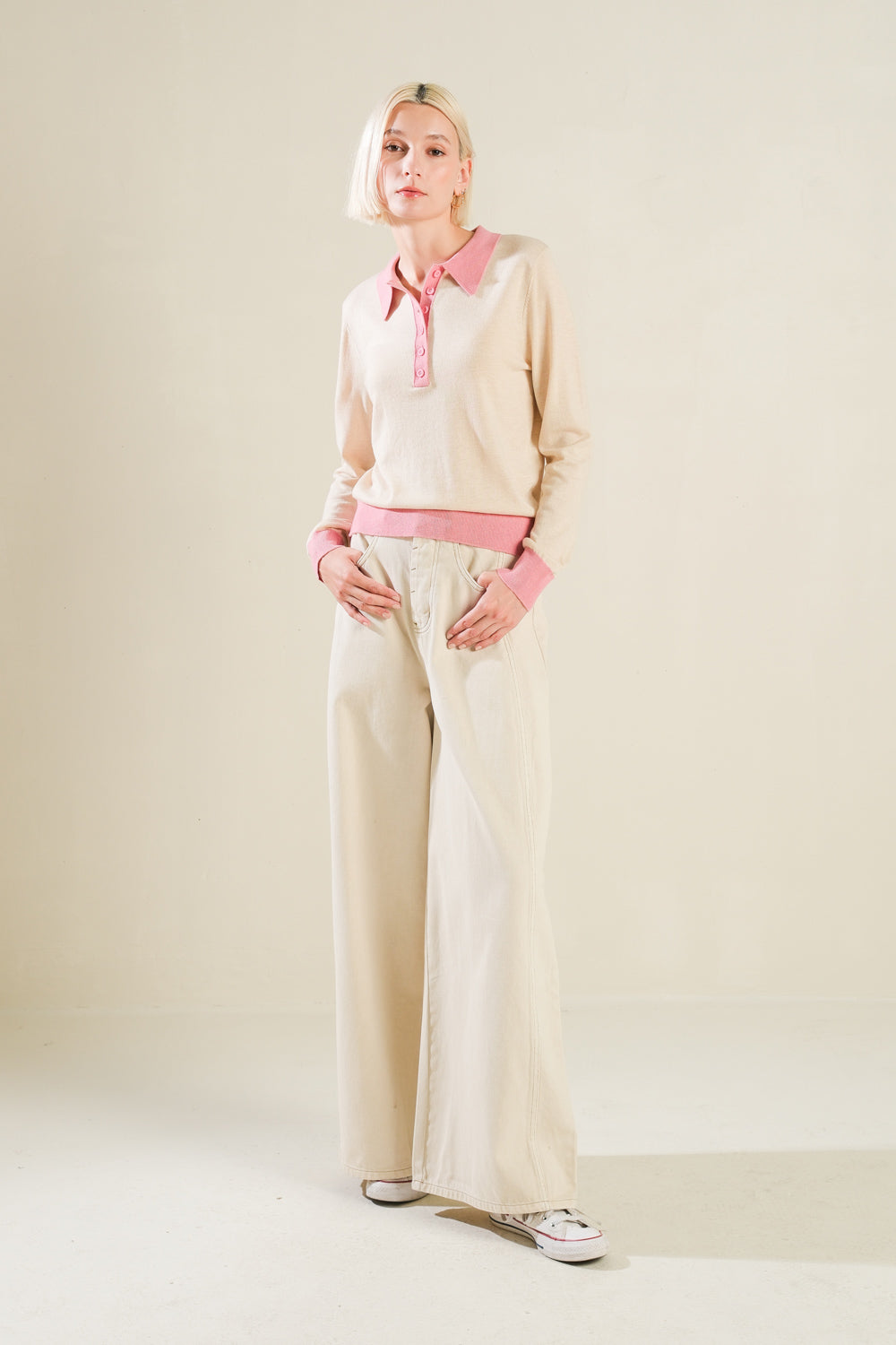 HIDDEN REFLECTIONS SWEATER POLO TOP Flying Tomato