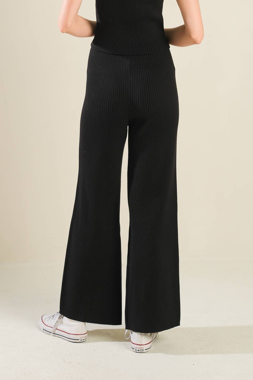 REGAL RISE BLACK KNIT PANTS Flying Tomato