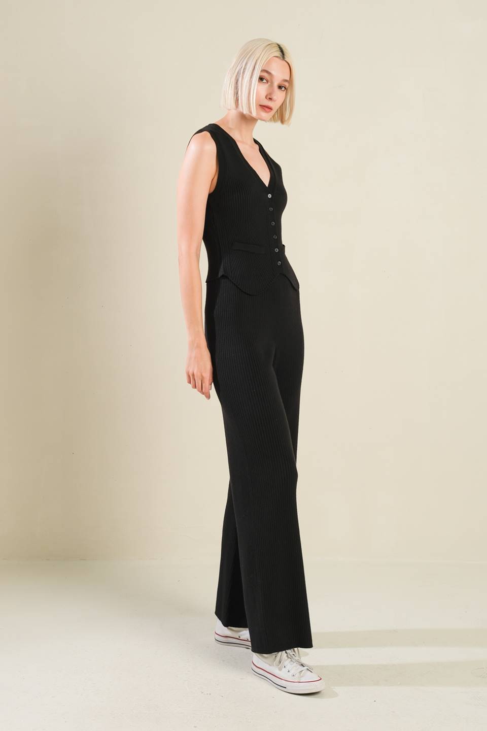 REGAL RISE BLACK KNIT PANTS Flying Tomato