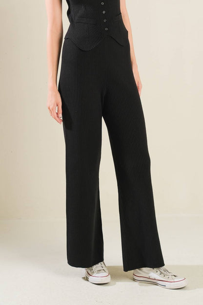 REGAL RISE BLACK KNIT PANTS