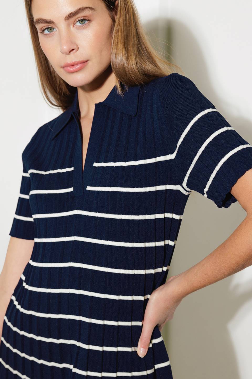 COZY STRIPE KNIT MINI DRESS