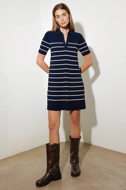 COZY STRIPE KNIT MINI DRESS