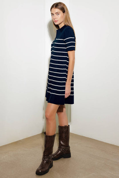 COZY STRIPE KNIT MINI DRESS