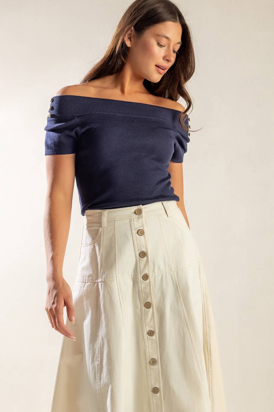 TIME FOR TEA OFF SHOULDER SWEATER TOP Flying Tomato