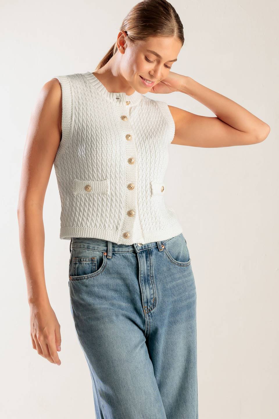 NOTHING LIKE IT WHITE KNIT VEST Flying Tomato