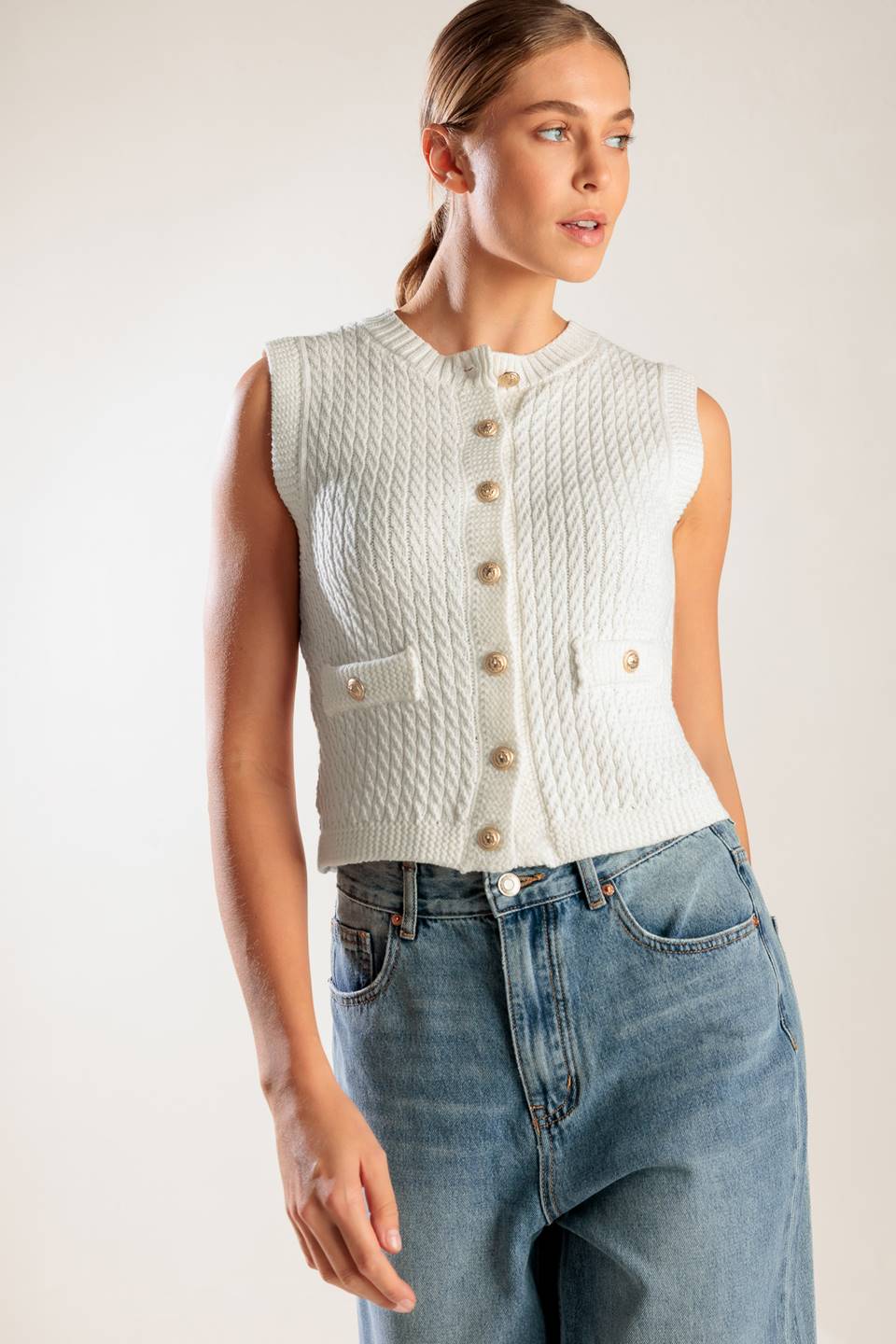 NOTHING LIKE IT WHITE KNIT VEST Flying Tomato