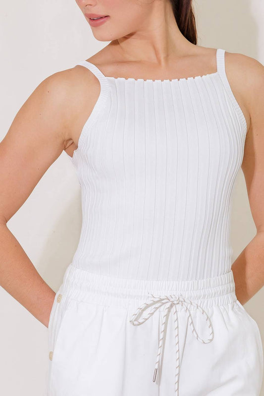 BIT OF SUNSHINE WHITE SWEATER KNIT TANK TOP Flying Tomato