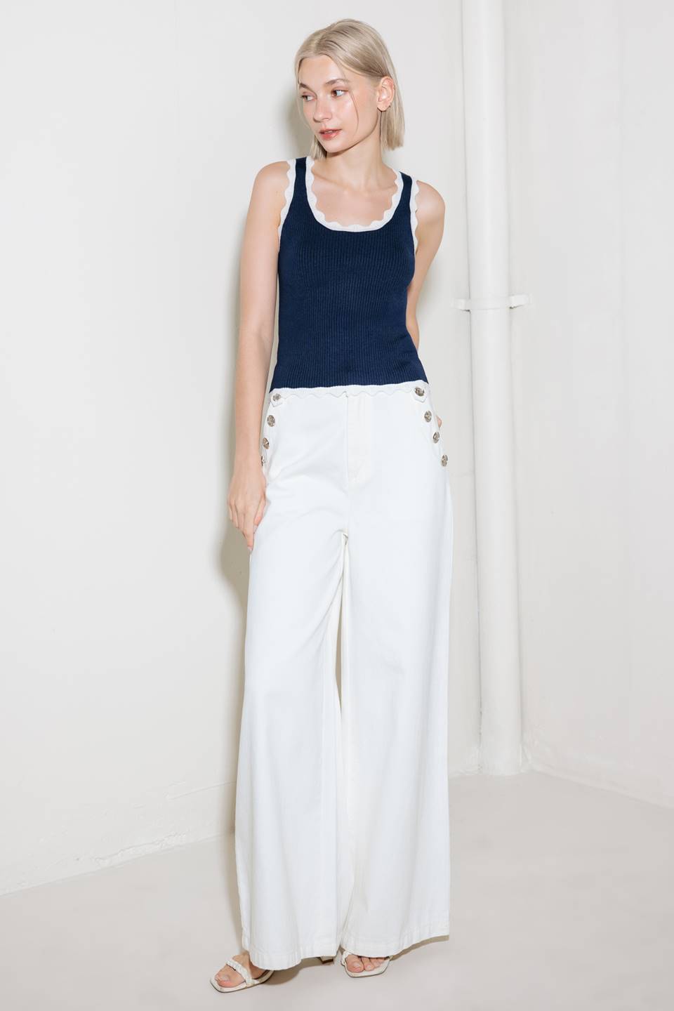 DEEP CONNECTION NAVY KNIT TANK TOP Flying Tomato