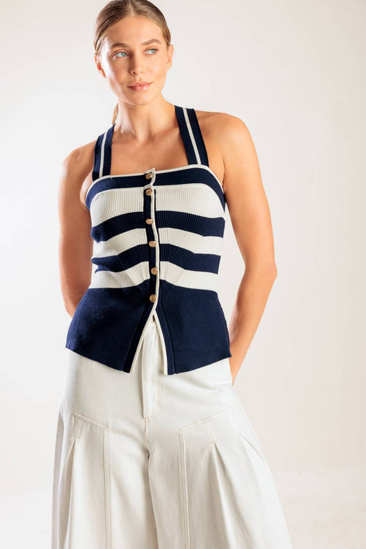 SHINE BRIGHT NAVY KNIT TOP Flying Tomato