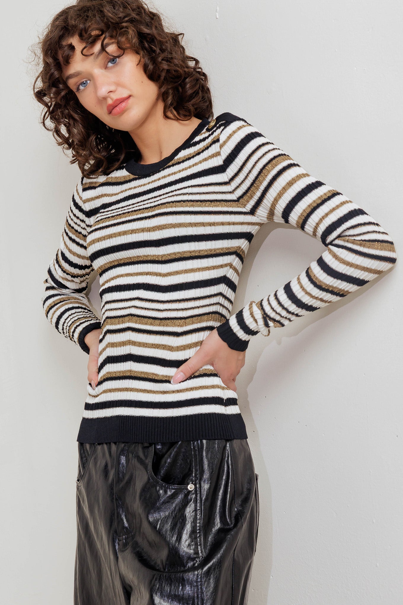 SWEET STRIPE MUSE SWEATER KNIT TOP Flying Tomato