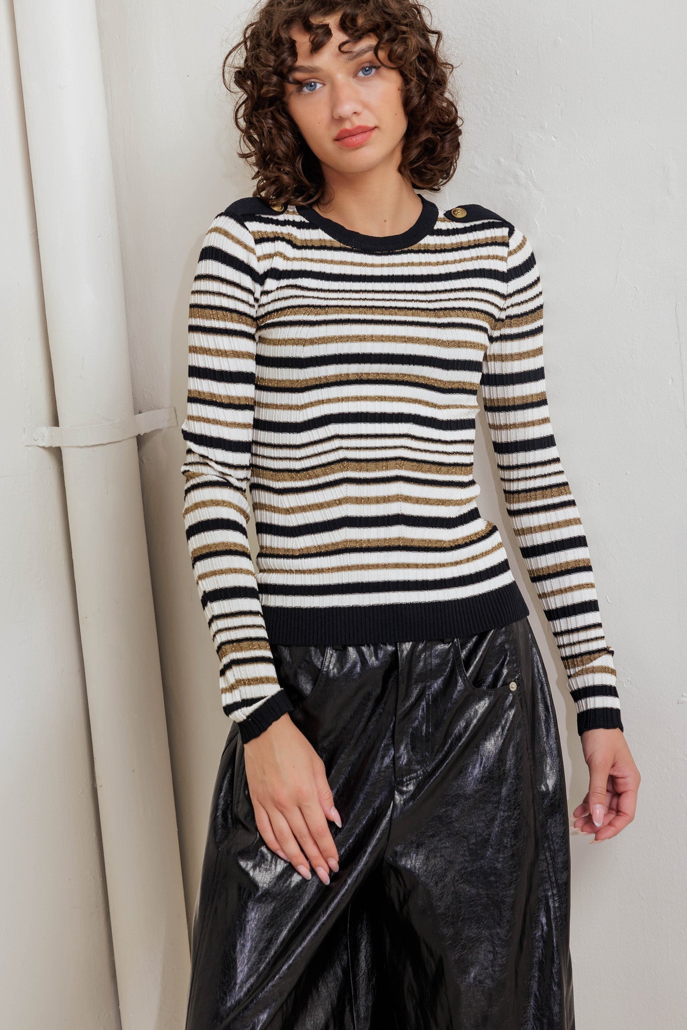 SWEET STRIPE MUSE SWEATER KNIT TOP Flying Tomato