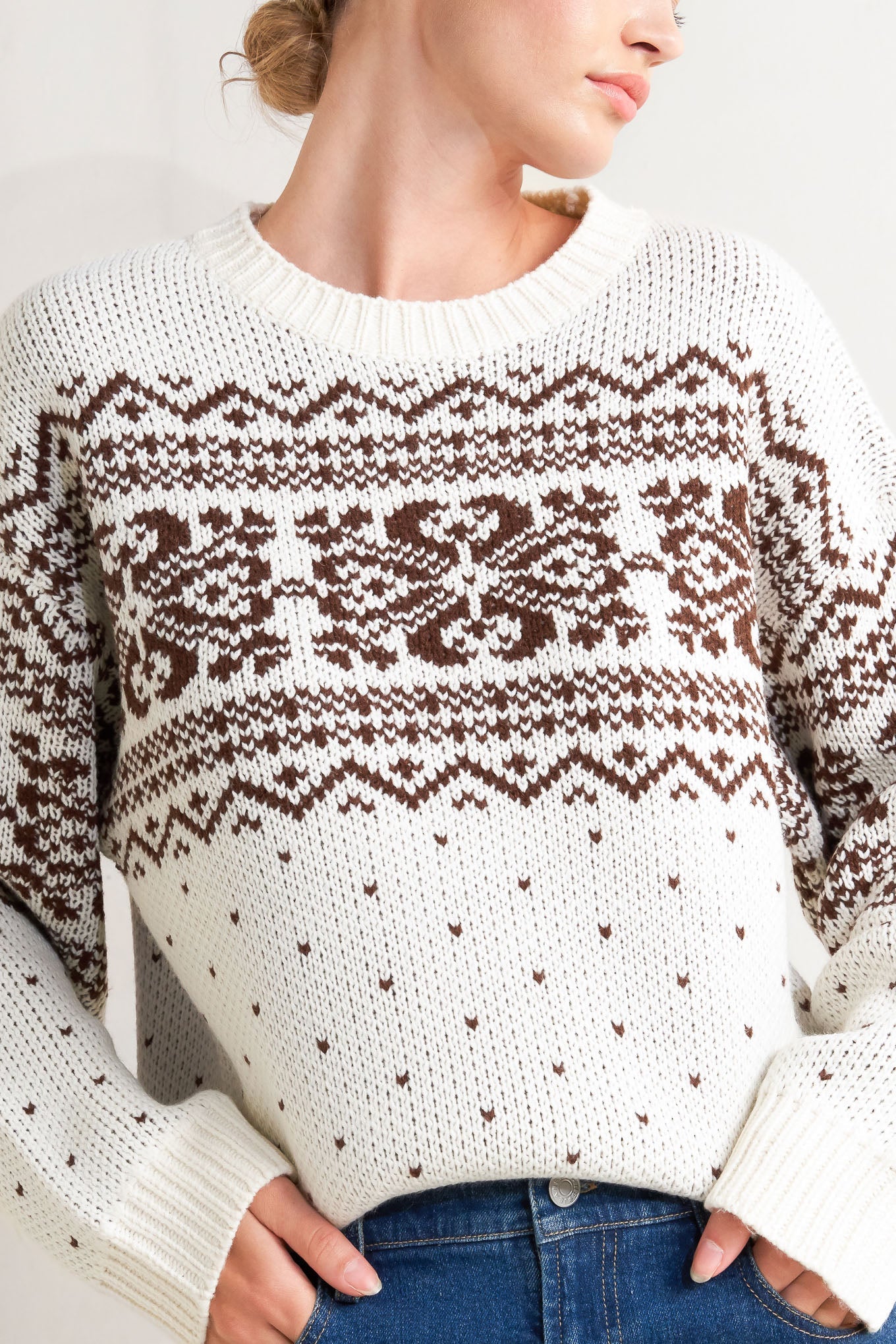Snowflake Glam Pullover Sweater Top Acrylic Knit Cozy