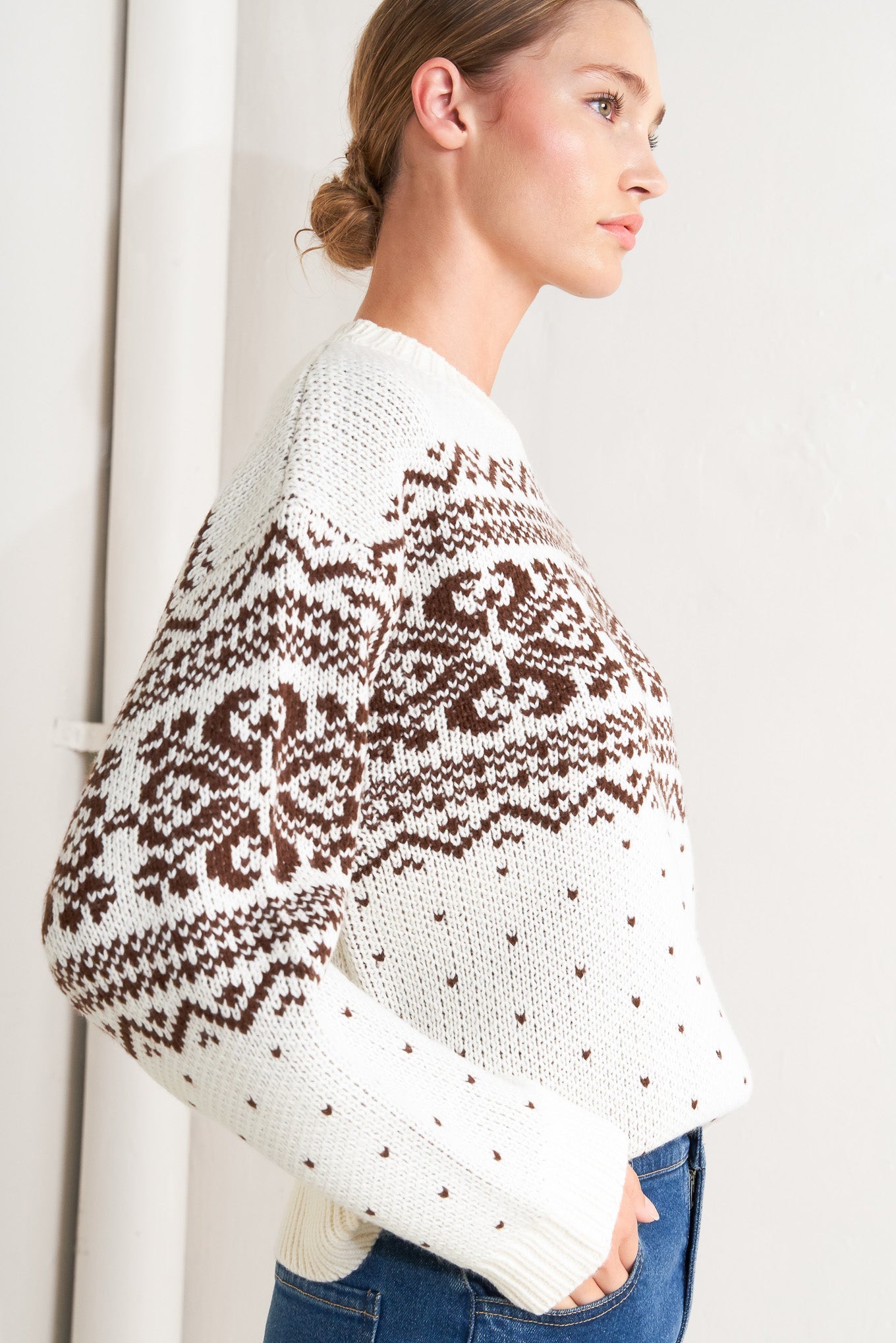Snowflake Glam Pullover Sweater Top Acrylic Knit Cozy