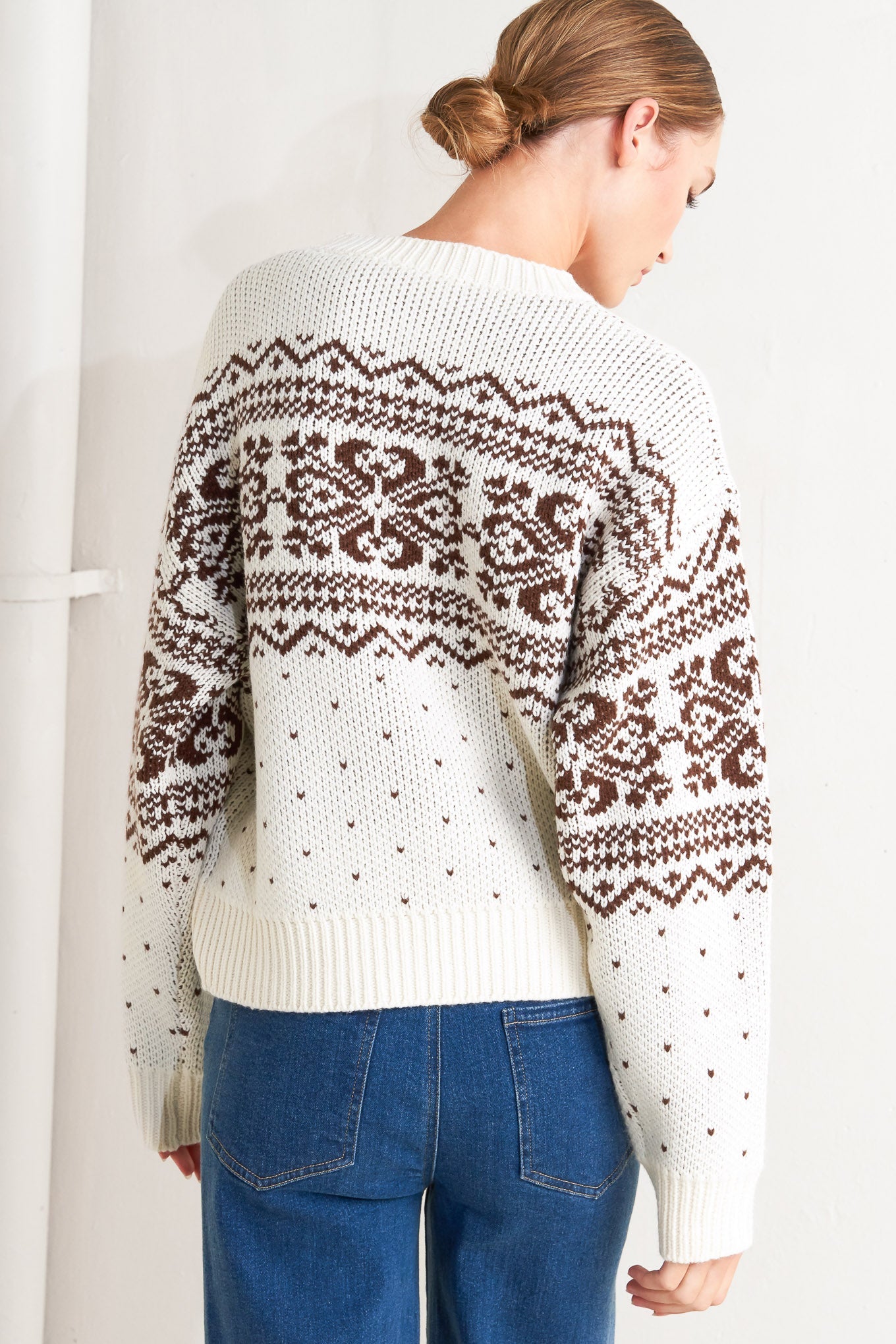 Snowflake Glam Pullover Sweater Top Acrylic Knit Cozy