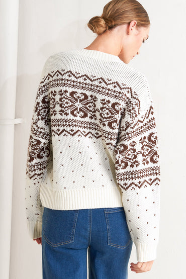 Snowflake Glam Pullover Sweater Top Acrylic Knit Cozy