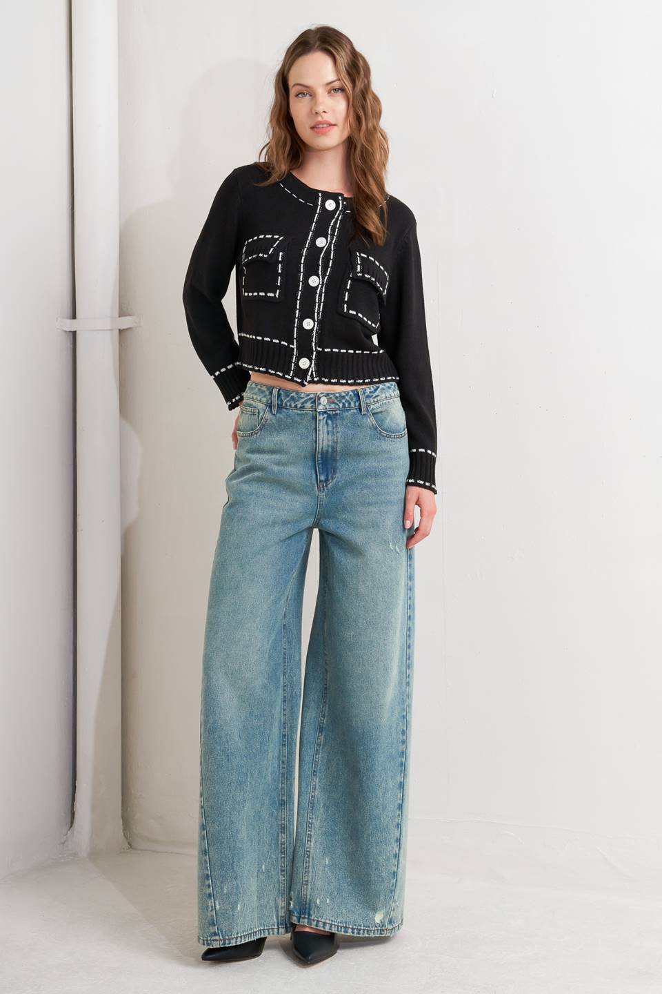 MONO FRAME SWEATER KNIT TOP Flying Tomato