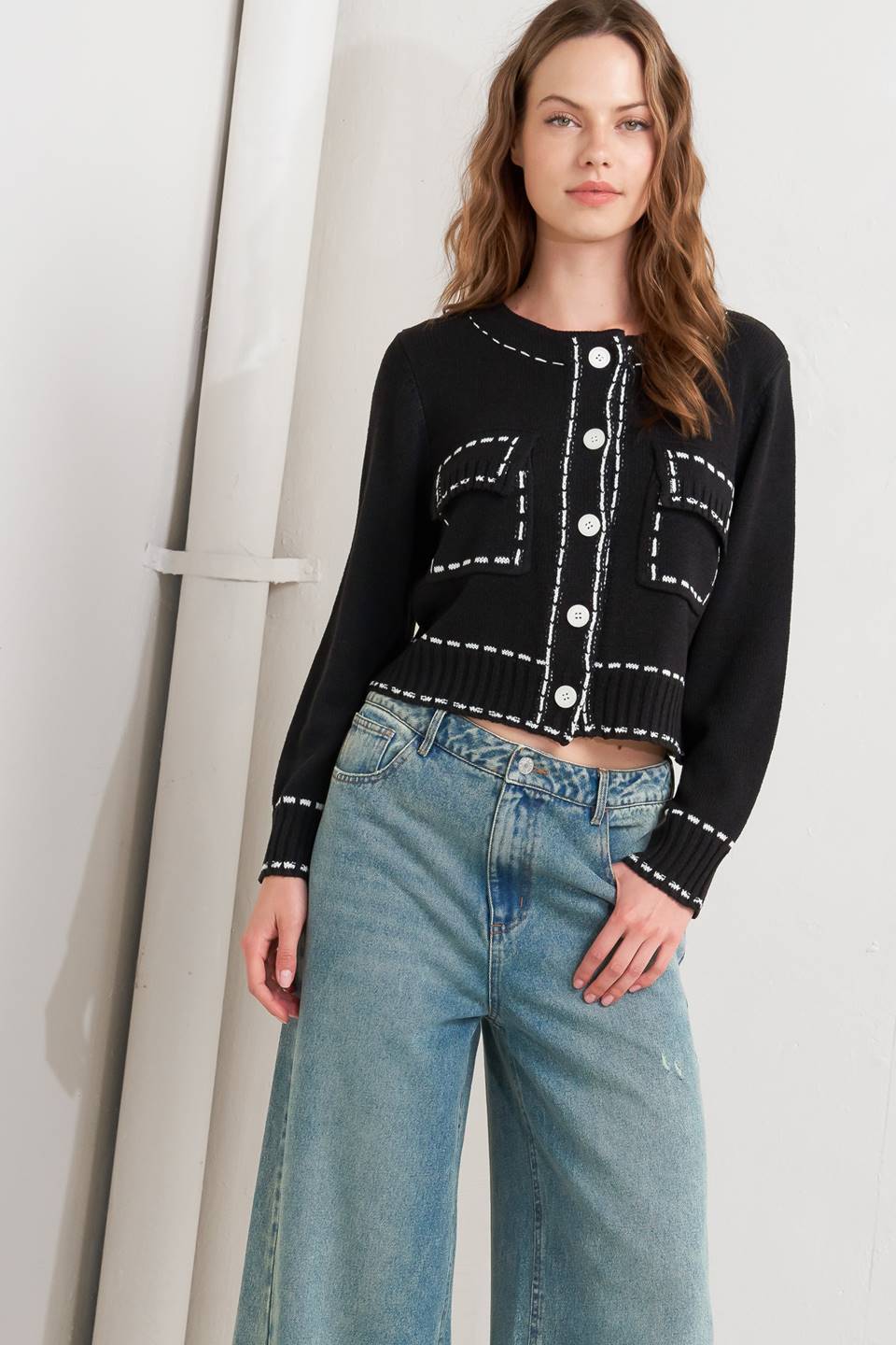 MONO FRAME SWEATER KNIT TOP Flying Tomato