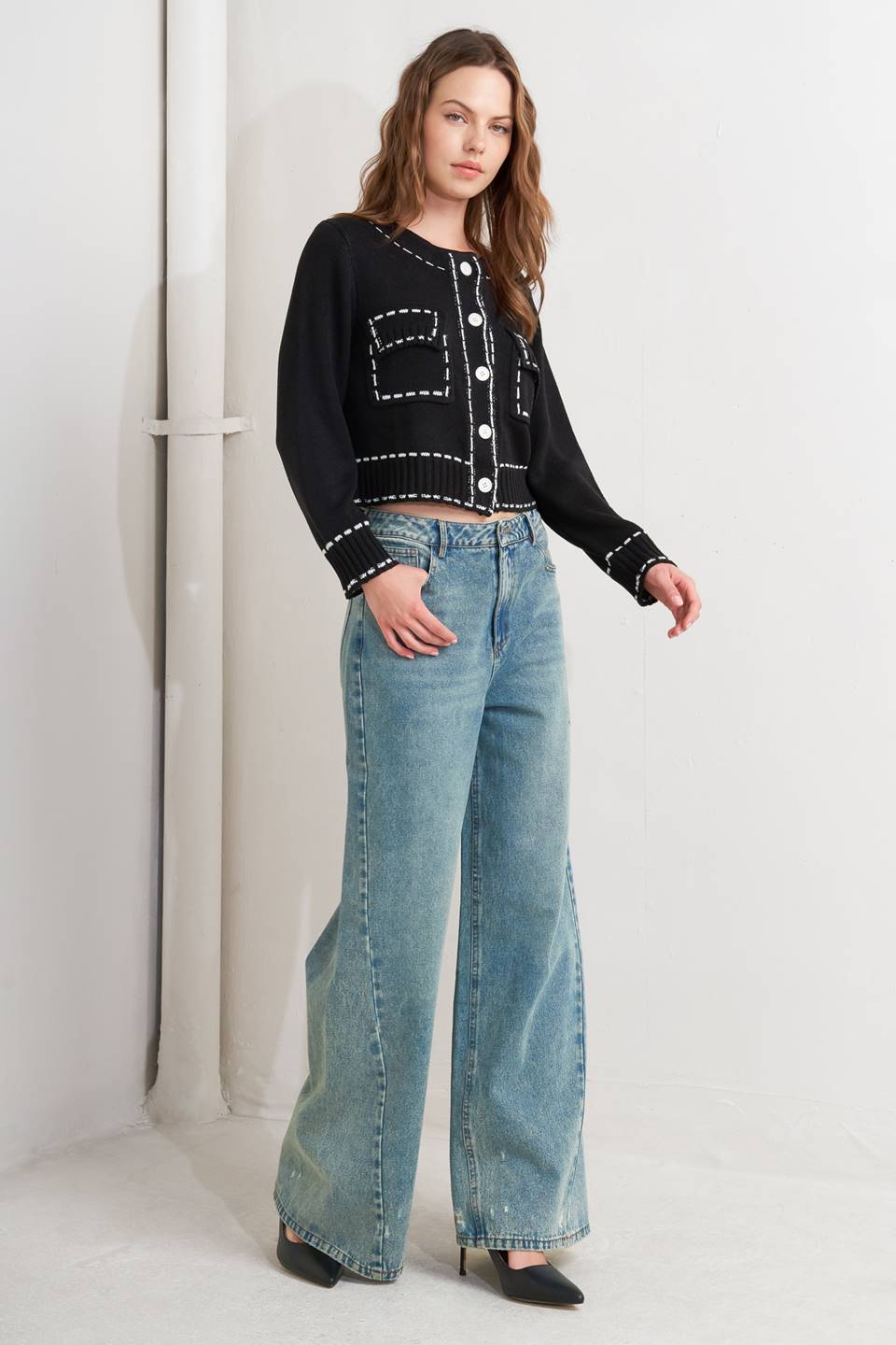 MONO FRAME SWEATER KNIT TOP Flying Tomato