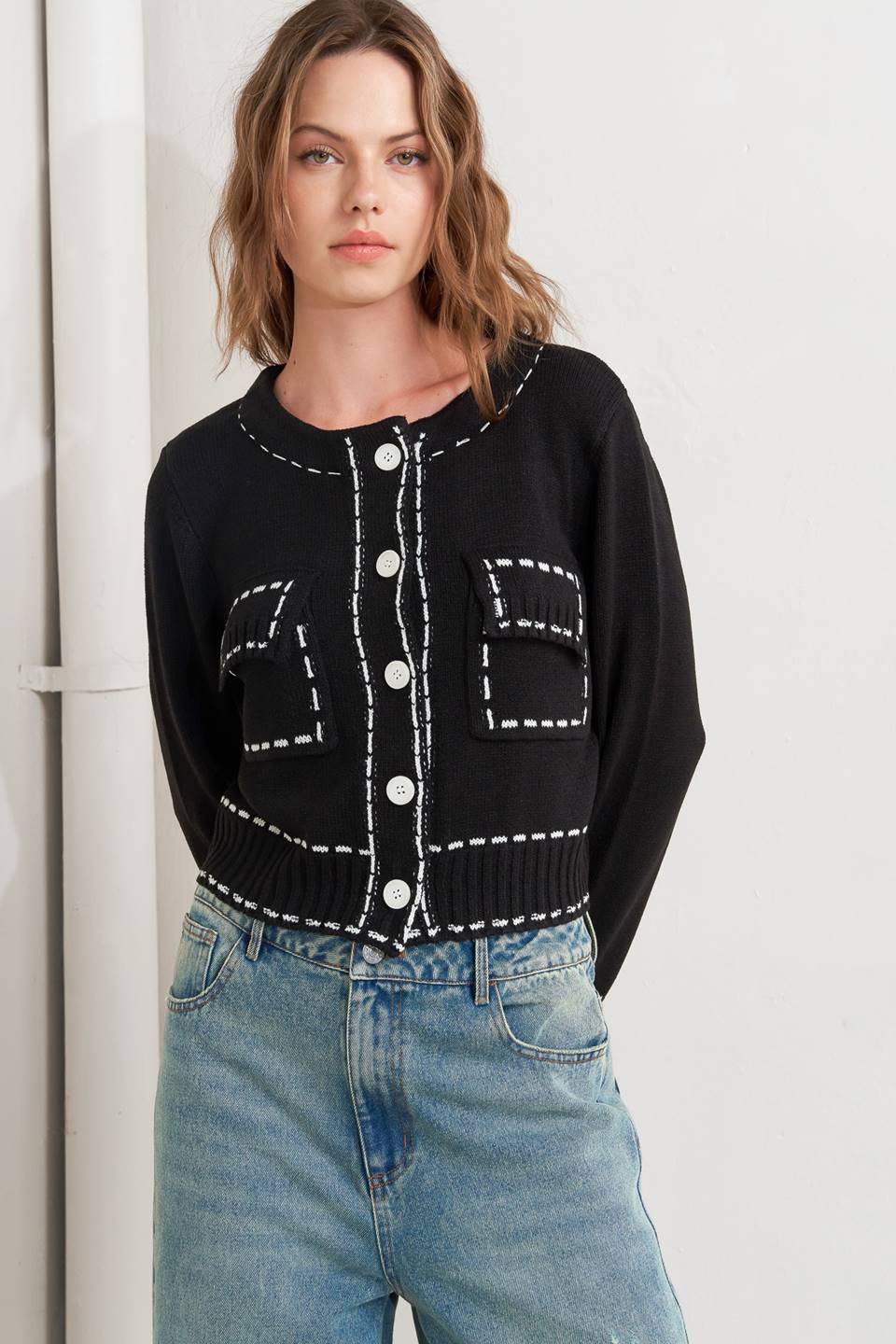 MONO FRAME SWEATER KNIT TOP Flying Tomato