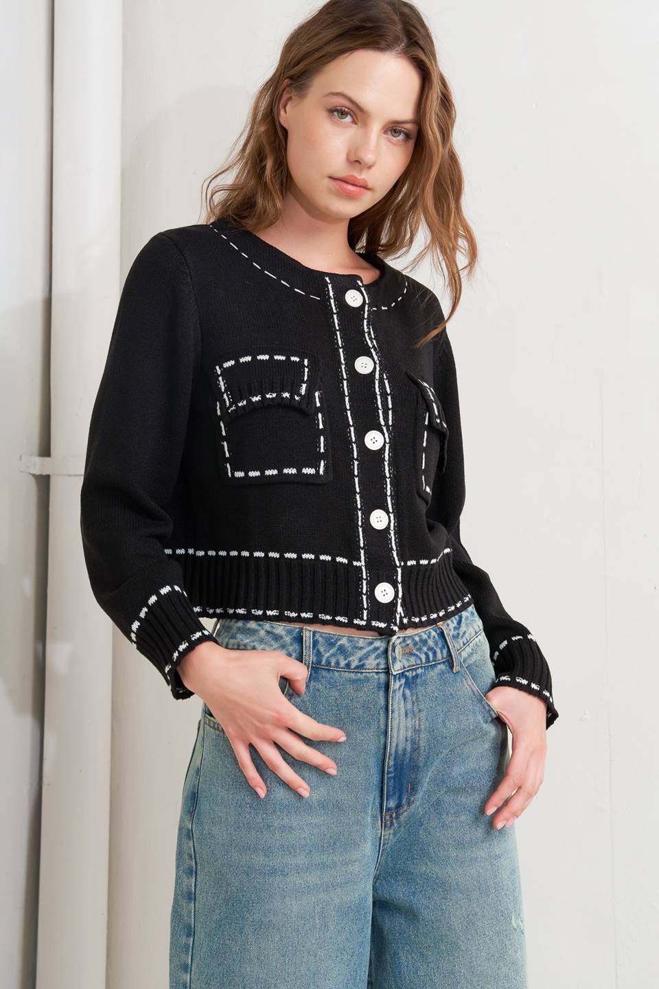 MONO FRAME SWEATER KNIT TOP Flying Tomato