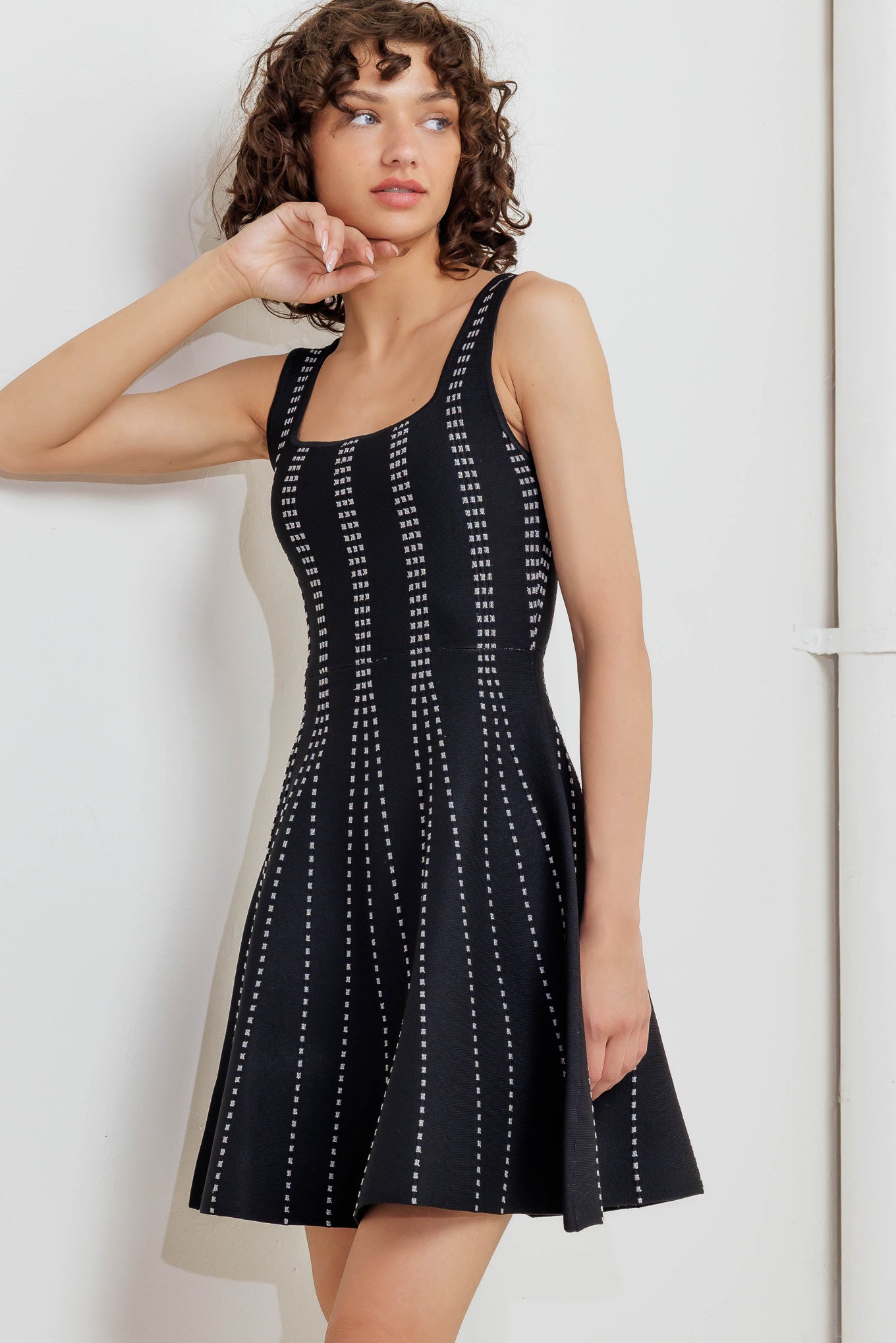 SUGAR STRIPE JACQUARD SWEATER MINI DRESS Flying Tomato