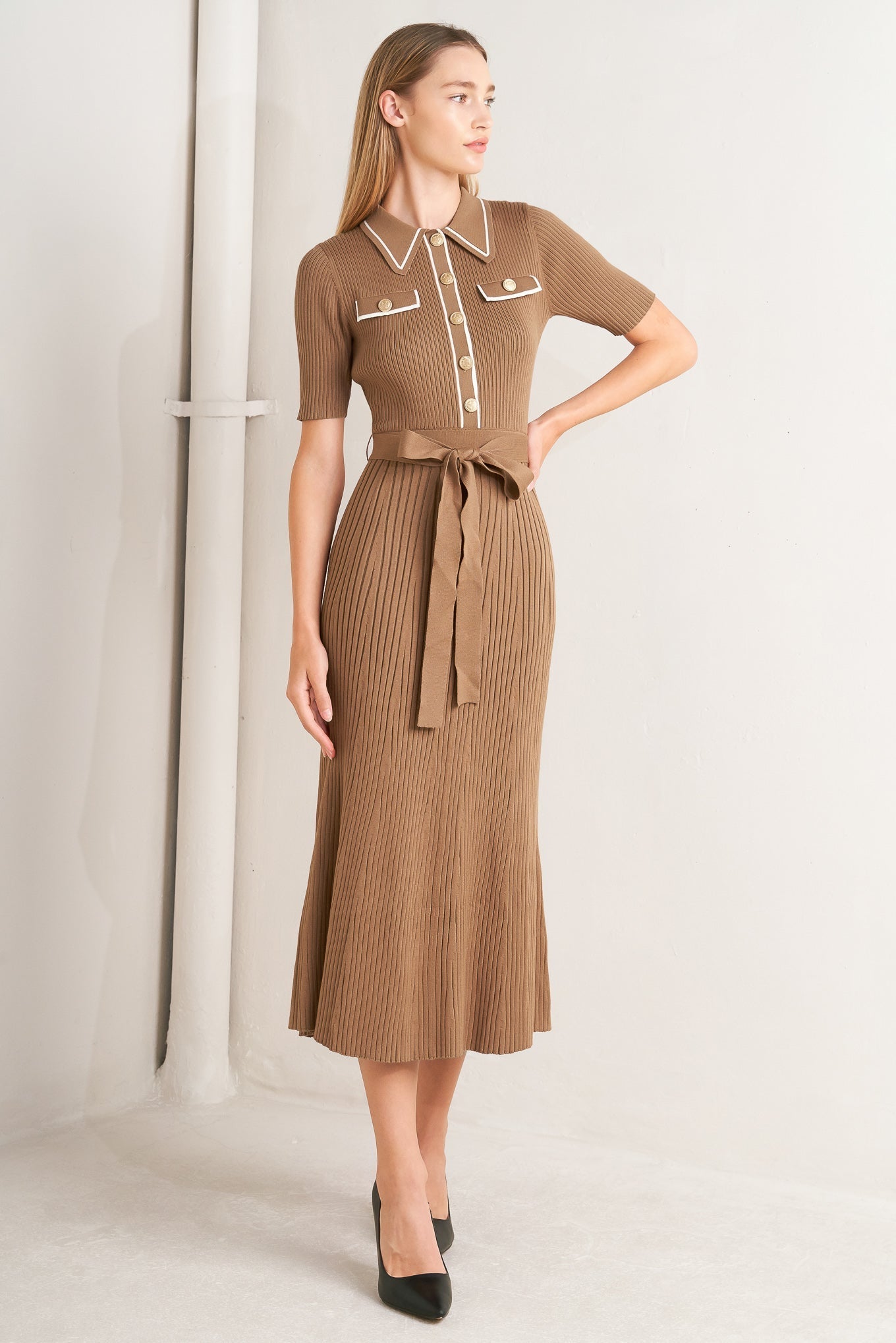 PARISIAN INSPIRED STYLE SWEATER KNIT MIDI DRESS Flying Tomato