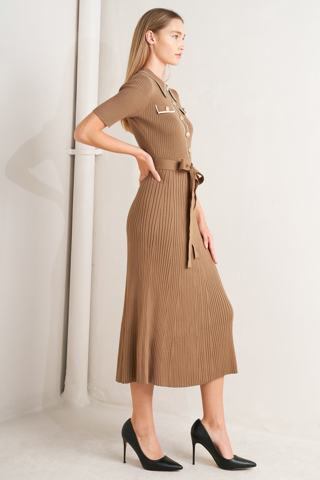 PARISIAN INSPIRED STYLE SWEATER KNIT MIDI DRESS Flying Tomato