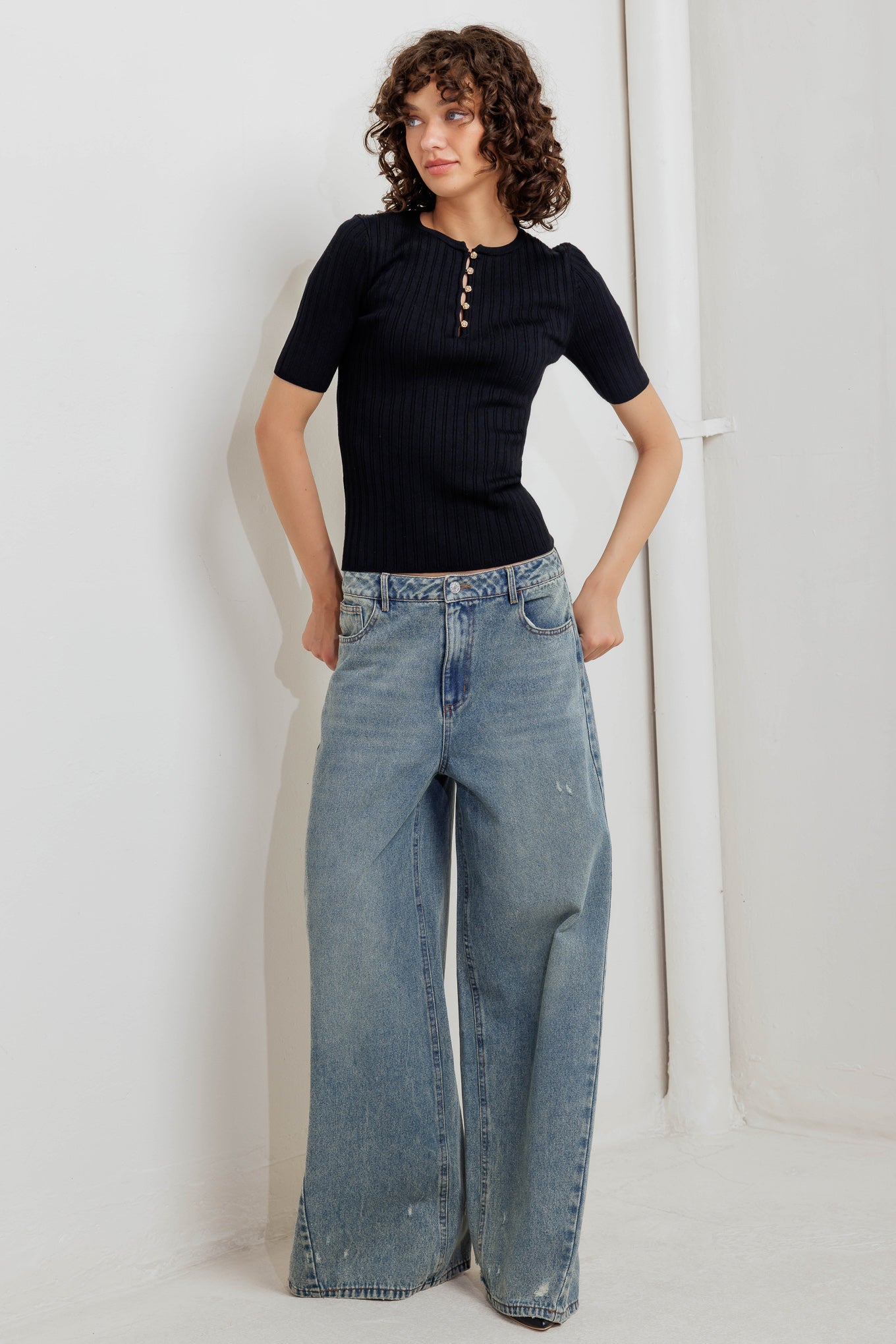 MODERN CURL SWEATER KNIT TOP Flying Tomato