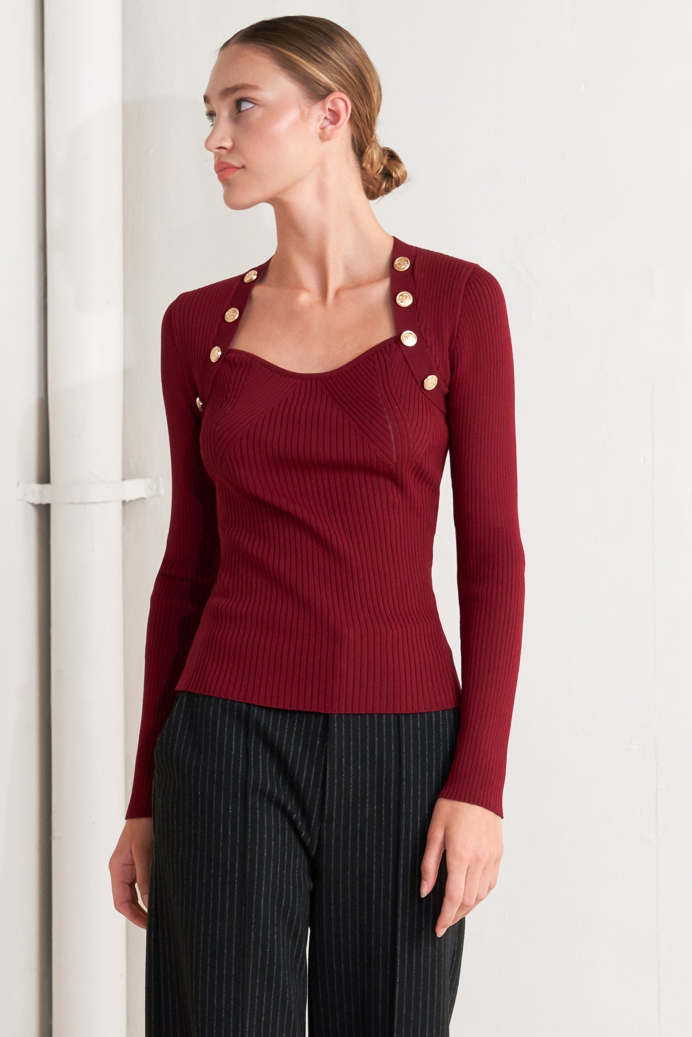 MODERN HERO BURGUNDY SWEATER KNIT TOP Flying Tomato