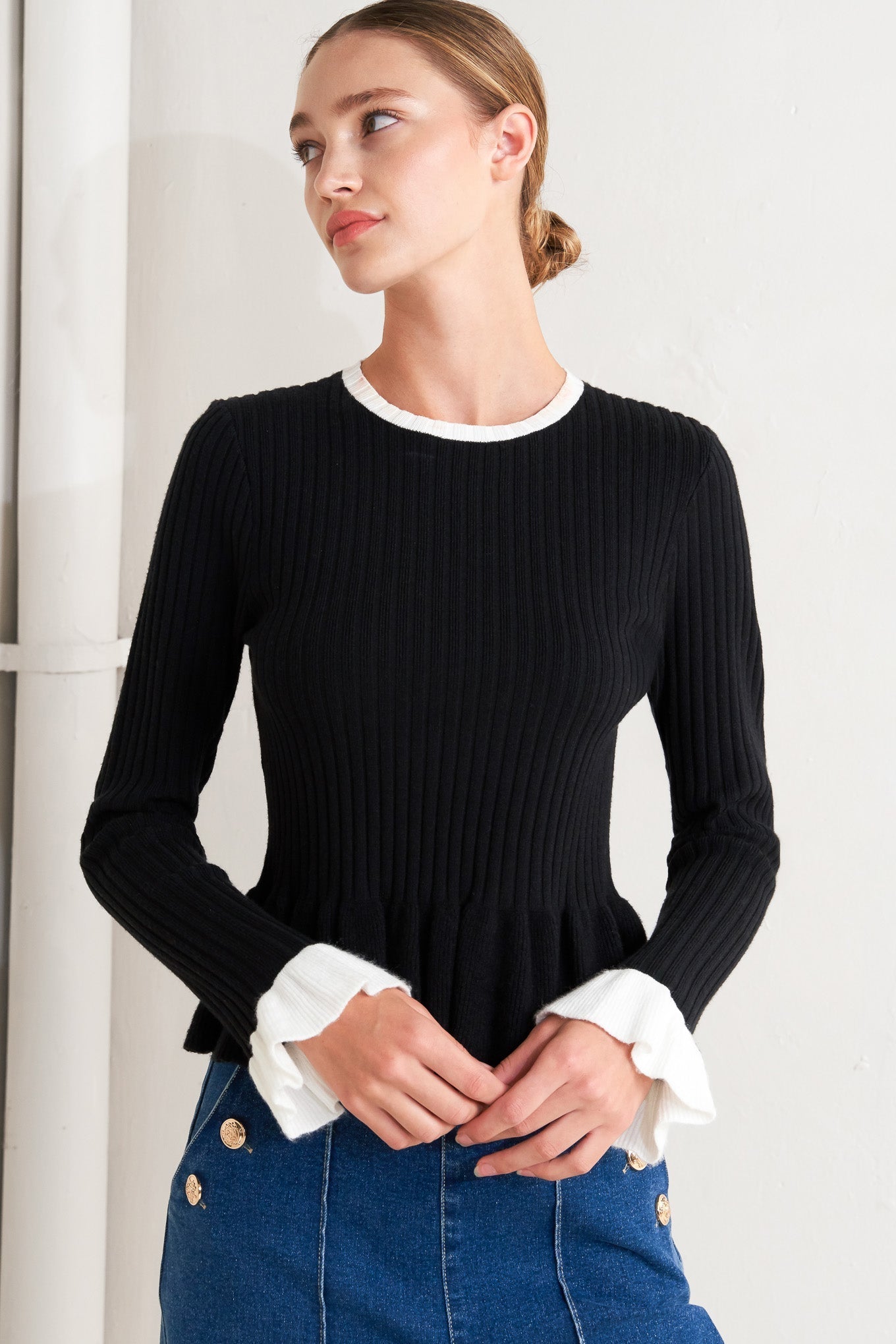 DELICATE EDGE SWEATER KNIT TOP Flying Tomato