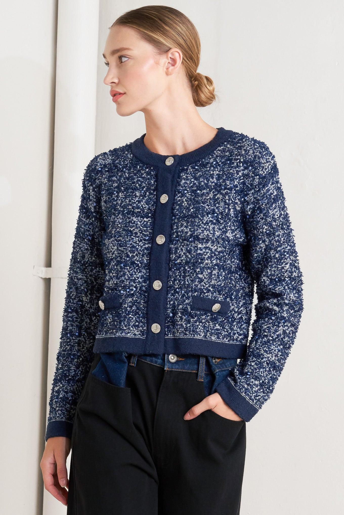 Flying Tomato Boutique Glance Sweater Knit Cardigan styled casually, highlighting its versatile and chic everyday appeal.