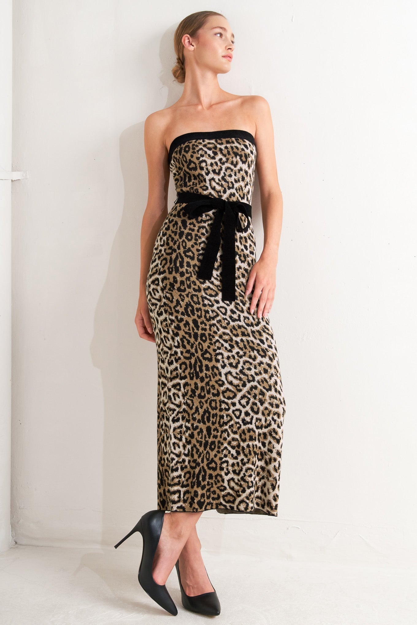 WILD ROMANCE LEOPARD KNIT MIDI DRESS Flying Tomato