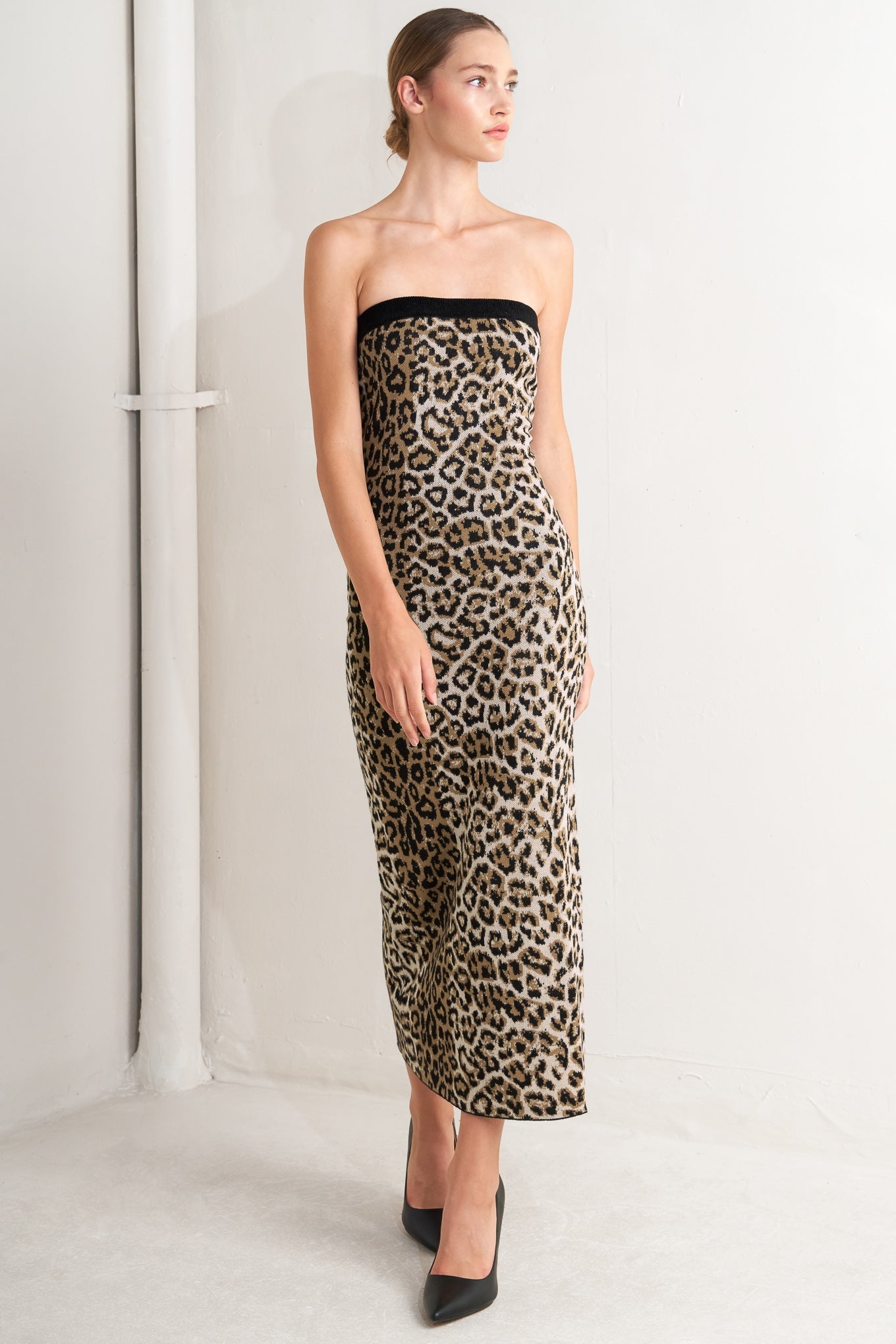 WILD ROMANCE LEOPARD KNIT MIDI DRESS Flying Tomato